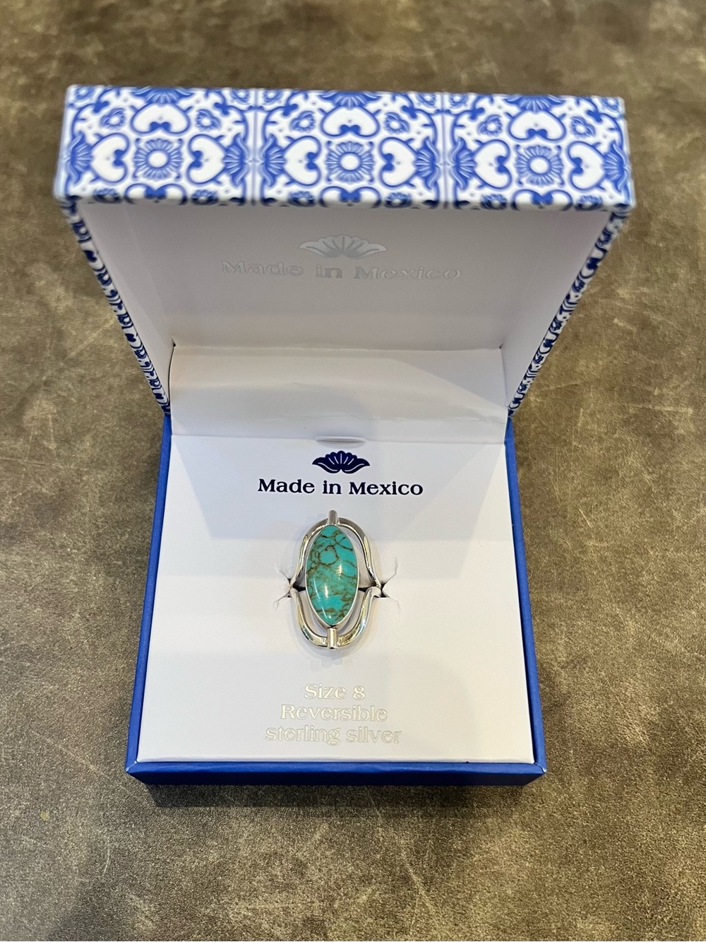 925s STERLING SILVER FLIP AROUND 2 SIDED VINTAGE NAVAJO Inspired TURQUOISE Ring - Picture 3 of 10